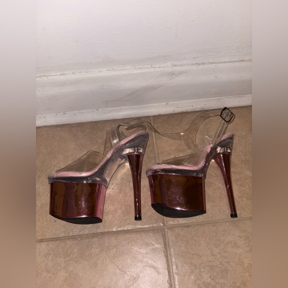 Pleaser Esteem Pink Heels - Picture 4 of 6